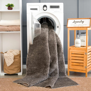 Judy Solid Dark Gray Washable Shag Rug - Clearance - Ornate Home