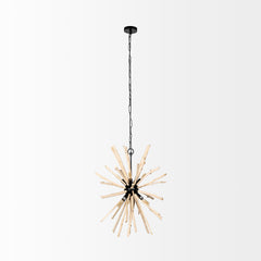 Jules Blonde/Black Wood and Metal Six Bulb Chandelier Light - Ornate Home