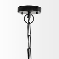 Jules Blonde/Black Wood and Metal Six Bulb Chandelier Light - Ornate Home