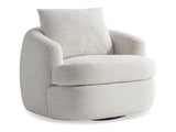 Jules White/Cream Fabric Swivel Chair - Ornate Home