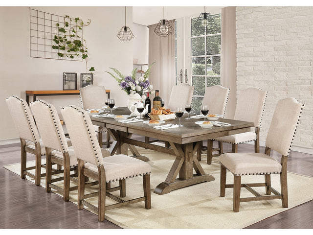 Julia Light Oak/Beige 7 Pc. Dining Room Set - Ornate Home