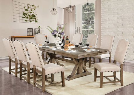 Julia Light Oak/Beige 7 Pc. Dining Room Set - Ornate Home