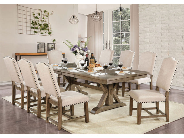 Julia Light Oak/Beige 9 Pc. Dining Room Set - Ornate Home
