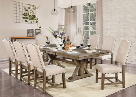 Julia Light Oak/Beige 9 Pc. Dining Room Set - Ornate Home