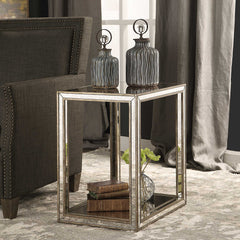 Julie Silver Mirrored End Table - Ornate Home