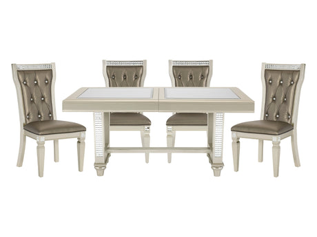 Juliette Champagne 5-piece Dinig Table Set - Ornate Home