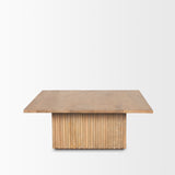 June Light Brown Wood with Fluting Square Coffee Table - Ornate Home