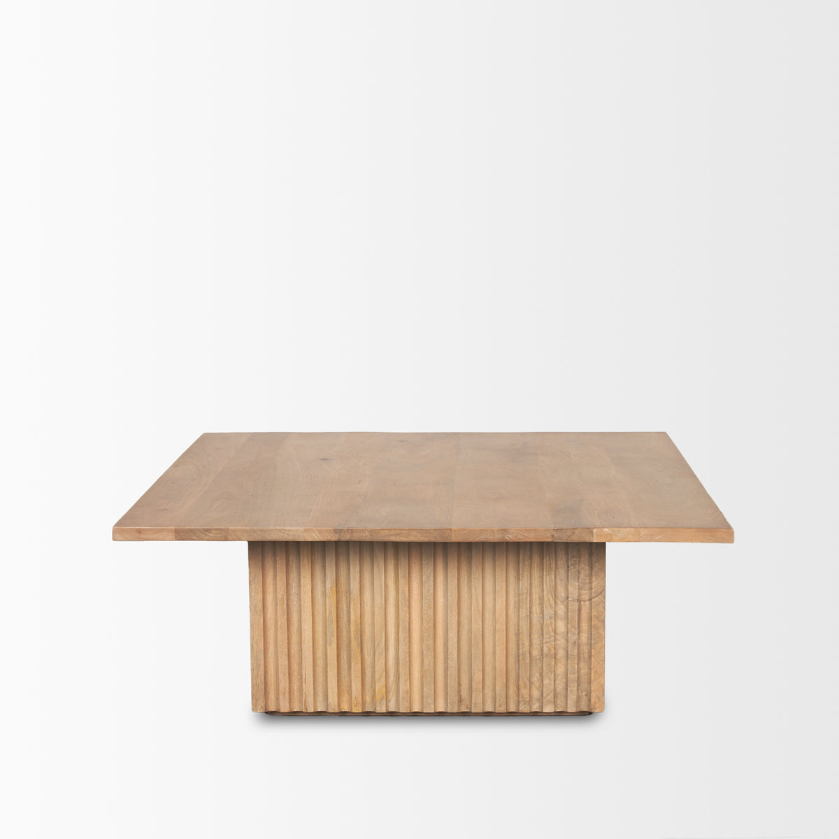 June Light Brown Wood with Fluting Square Coffee Table - Ornate Home