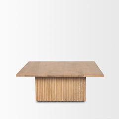 June Light Brown Wood with Fluting Square Coffee Table