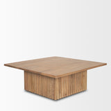 June Light Brown Wood with Fluting Square Coffee Table - Ornate Home