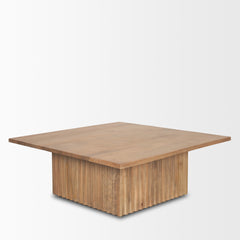 June Light Brown Wood with Fluting Square Coffee Table