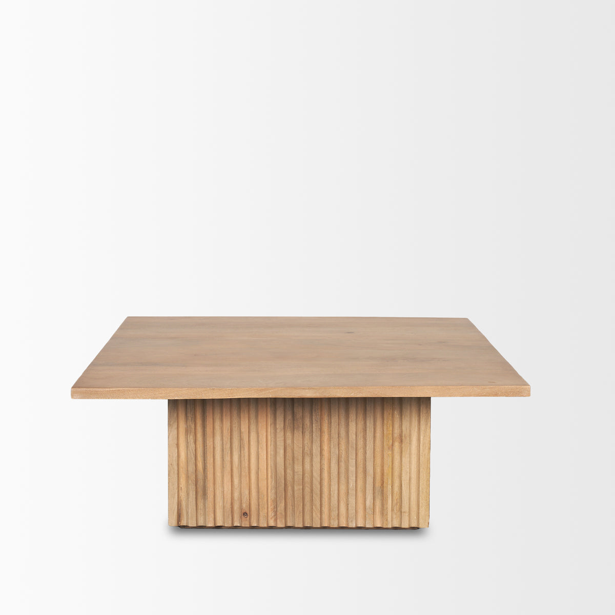 June Light Brown Wood with Fluting Square Coffee Table - Ornate Home
