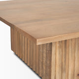 June Light Brown Wood with Fluting Square Coffee Table - Ornate Home