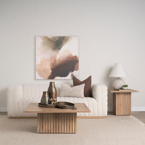 June Light Brown Wood with Fluting Square Coffee Table - Ornate Home