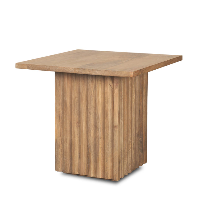 June Light Brown Wood with Fluting Square Side Table