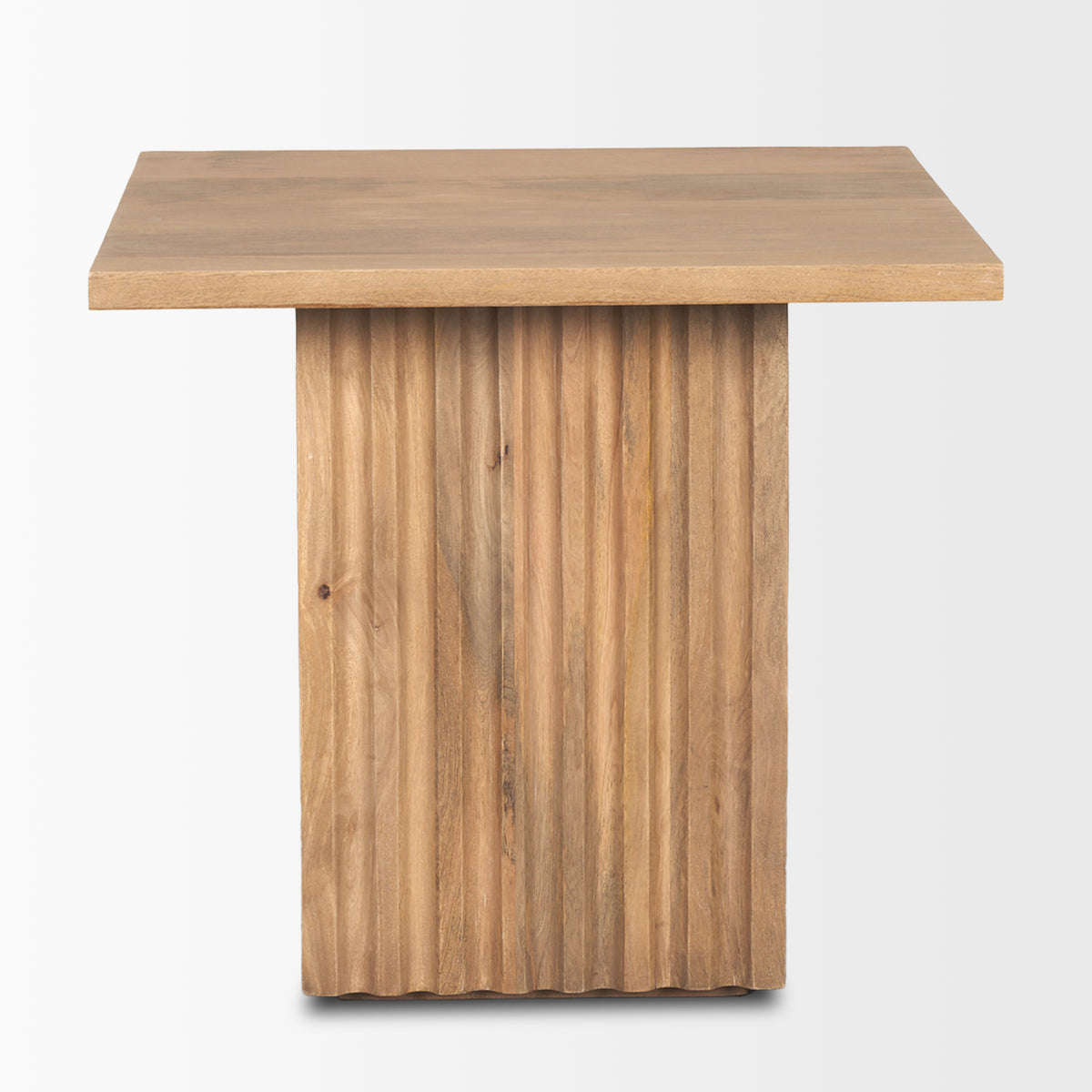 June Light Brown Wood with Fluting Square Side Table