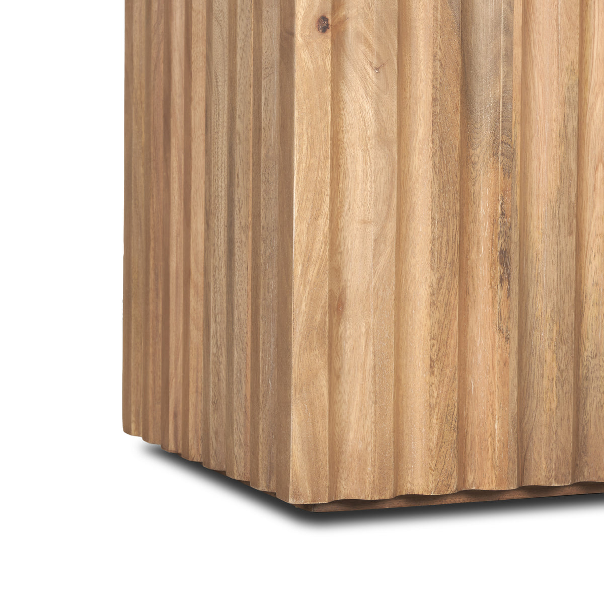June Light Brown Wood with Fluting Square Side Table