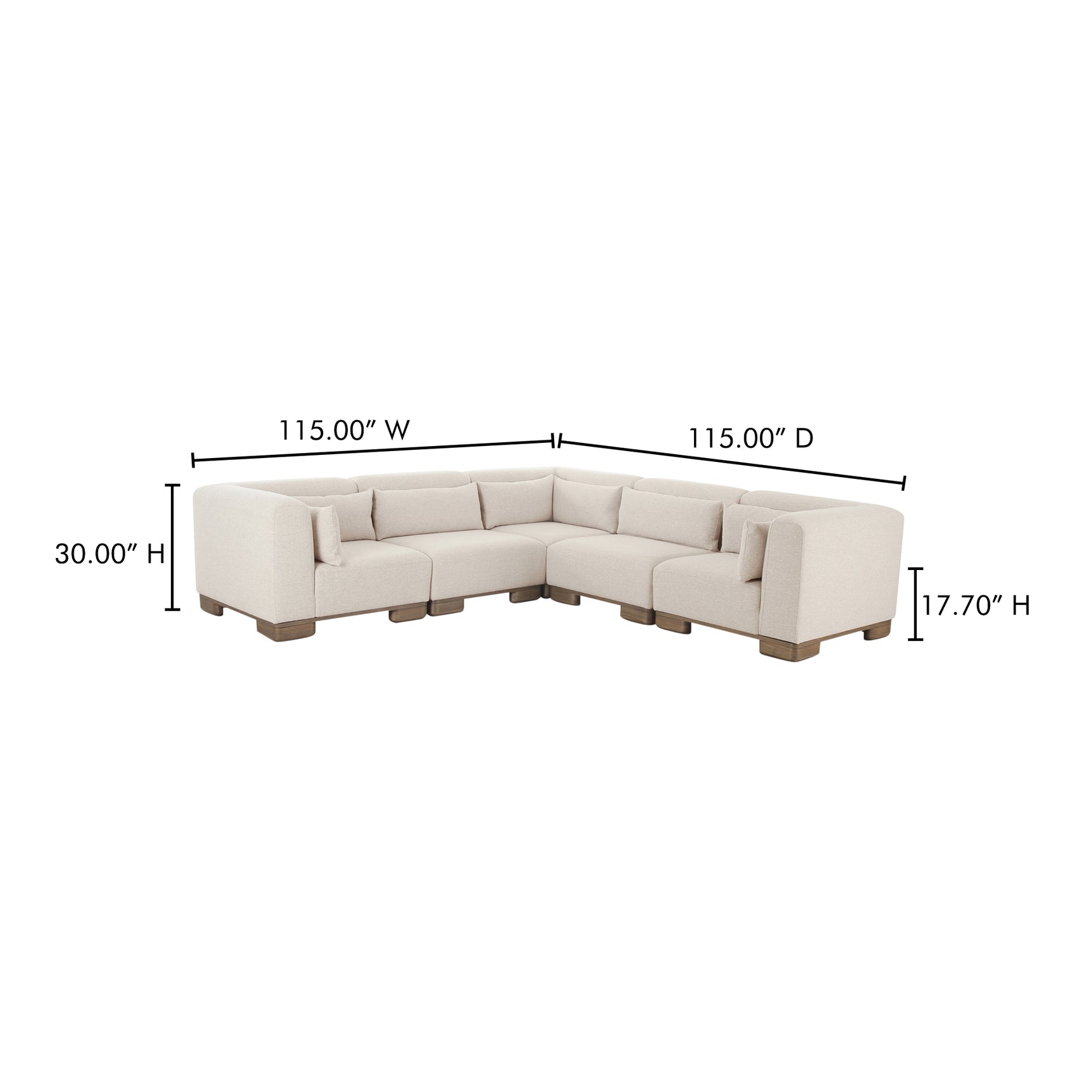 June Oatmeal Classic L Shaped Modular Sectional - Ornate Home