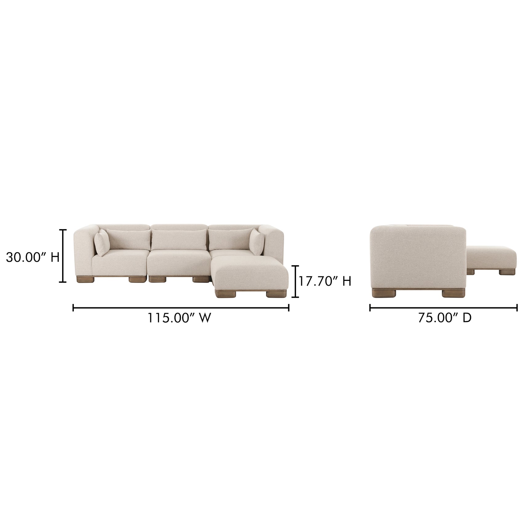 June Oatmeal Lounge Modular Sectional - Ornate Home