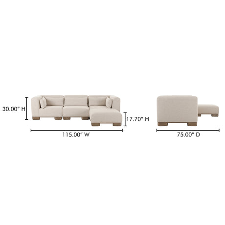 June Oatmeal Lounge Modular Sectional - Ornate Home