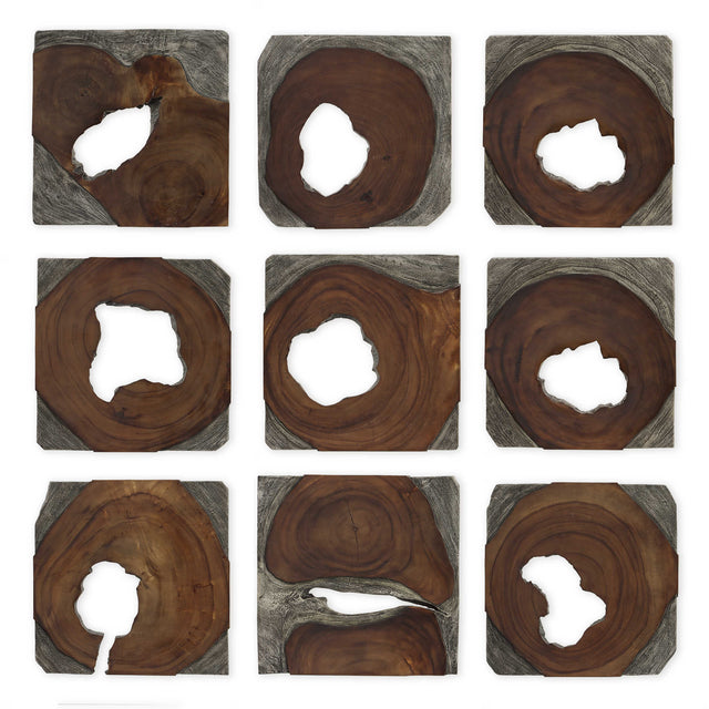 Jungle Woodtone Wood Paneled Wall Art (Set of 9) - Ornate Home