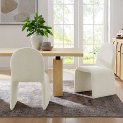 Junia Cream Boucle Upholstered Arch Armless Dining Chair - Ornate Home