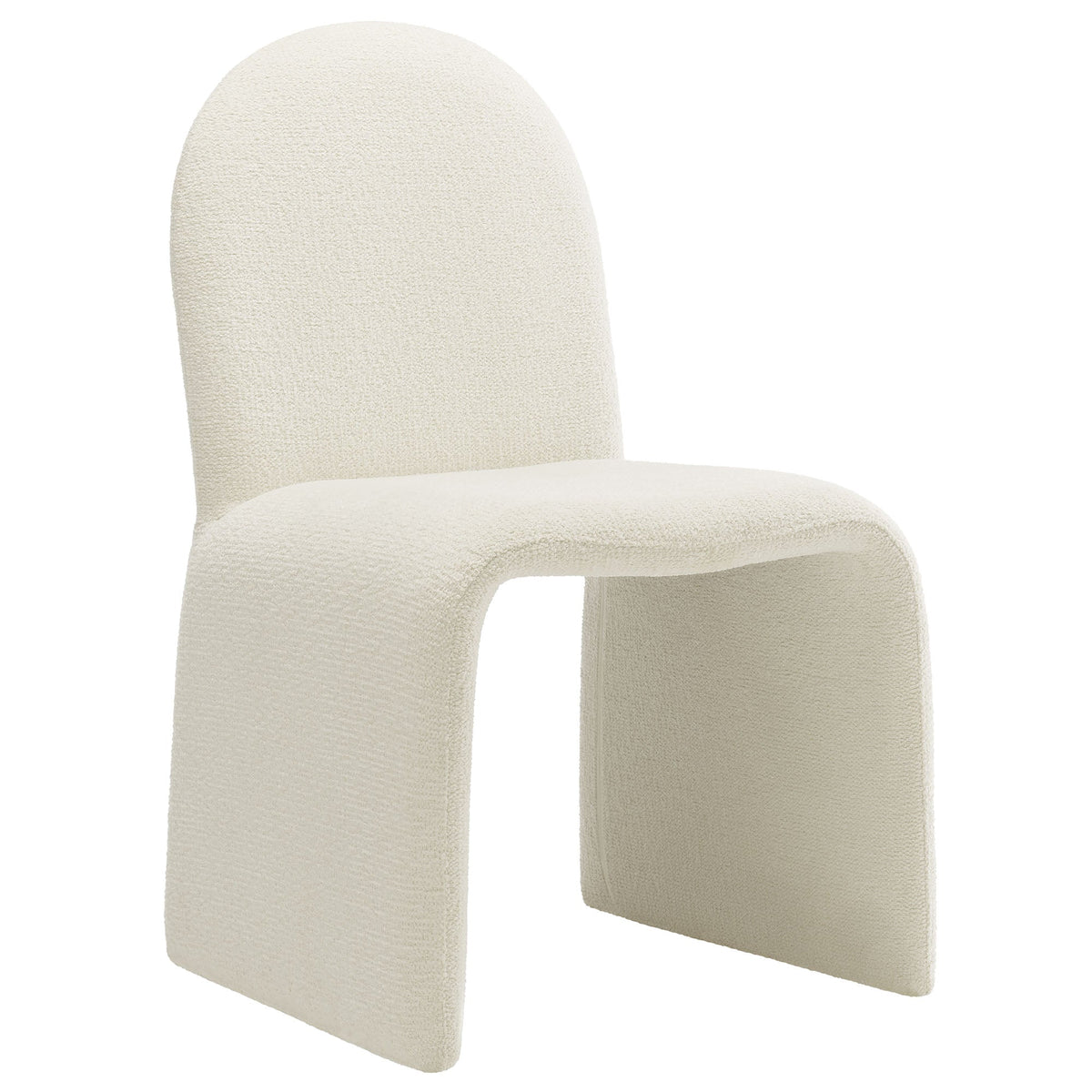 Junia Cream Boucle Upholstered Arch Armless Dining Chair - Ornate Home