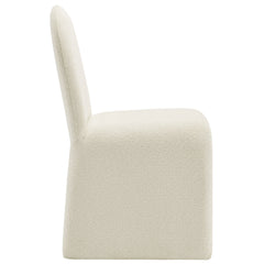 Junia Cream Boucle Upholstered Arch Armless Dining Chair - Ornate Home