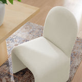 Junia Cream Boucle Upholstered Arch Armless Dining Chair - Ornate Home