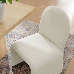 Junia Cream Boucle Upholstered Arch Armless Dining Chair - Ornate Home