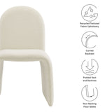 Junia Cream Boucle Upholstered Arch Armless Dining Chair - Ornate Home