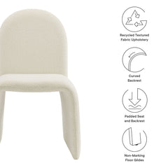 Junia Cream Boucle Upholstered Arch Armless Dining Chair - Ornate Home