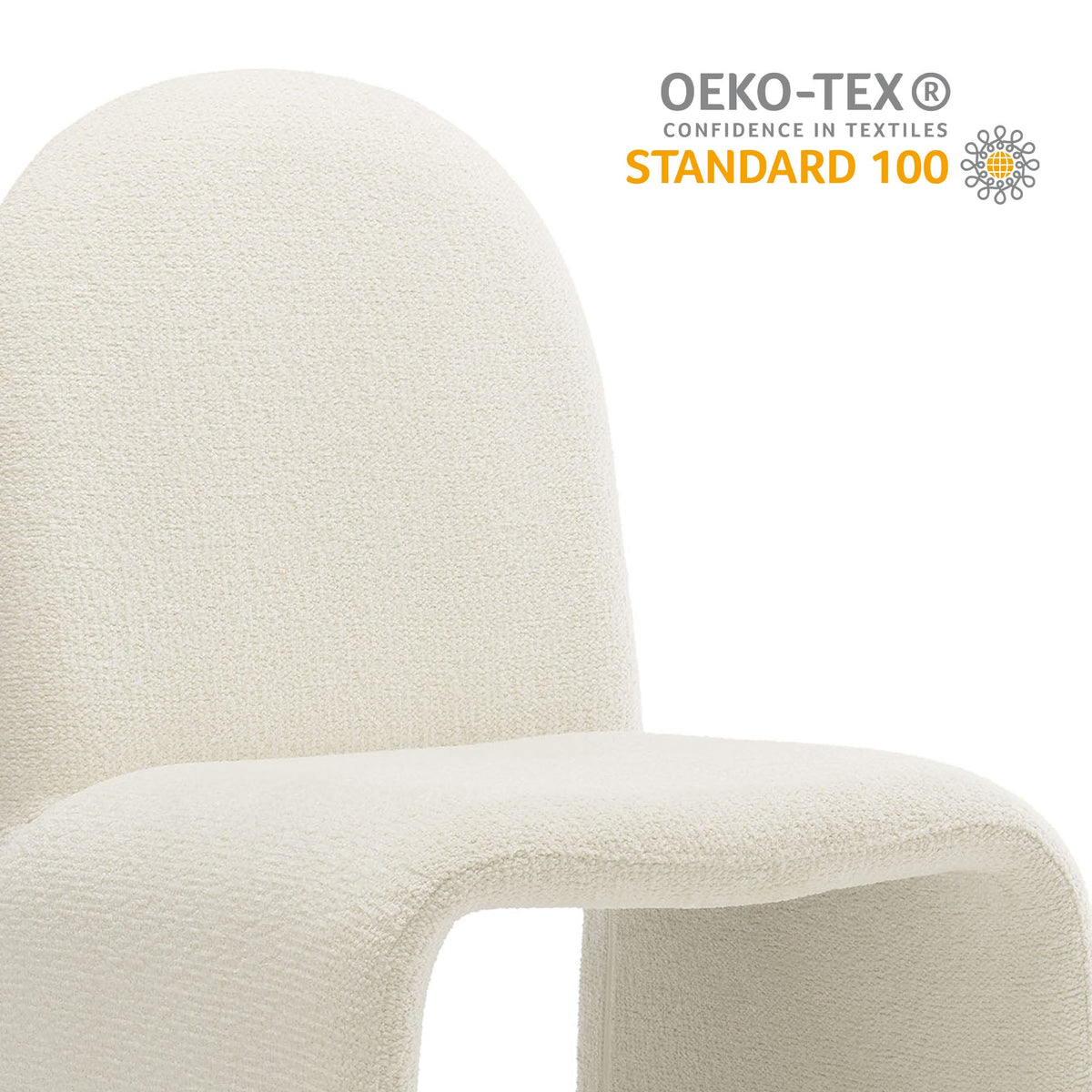 Junia Cream Boucle Upholstered Arch Armless Dining Chair - Ornate Home