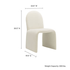 Junia Cream Boucle Upholstered Arch Armless Dining Chair - Ornate Home