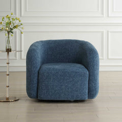 Junie Blue Swivel Barrel Chair - Ornate Home