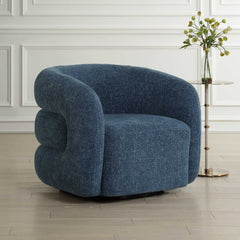 Junie Blue Swivel Barrel Chair - Ornate Home