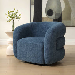 Junie Blue Swivel Barrel Chair - Ornate Home