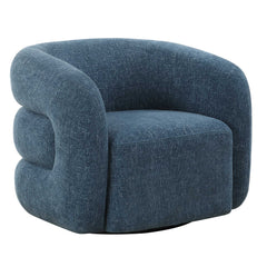 Junie Blue Swivel Barrel Chair - Ornate Home