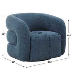Junie Blue Swivel Barrel Chair - Ornate Home