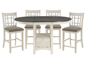 Junipero Antique White / Rosy Brown 5-piece Dinig Table Set - Ornate Home