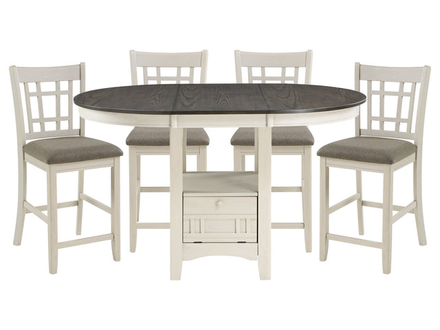 Junipero Antique White / Rosy Brown 5-piece Dinig Table Set - Ornate Home