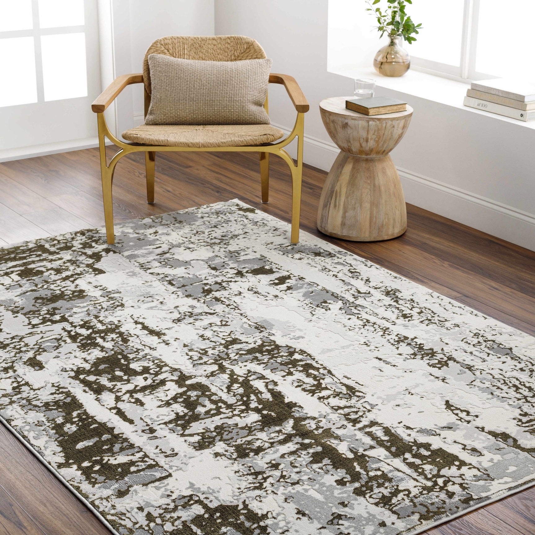 Junko Gray & Green Marble Area Rug - Clearance - Ornate Home