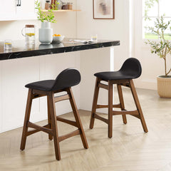 Juno Brown Wood Counter Stool (Set of 2) - Ornate Home