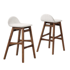 Juno Ivory Fabric Wood Bar Stool (Set of 2) - Ornate Home