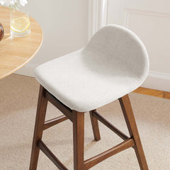 Juno Ivory Fabric Wood Bar Stool (Set of 2) - Ornate Home