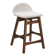 Juno Ivory Fabric Wood Counter Stool (Set of 2) - Ornate Home