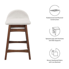 Juno Ivory Fabric Wood Counter Stool (Set of 2) - Ornate Home
