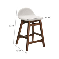 Juno Ivory Fabric Wood Counter Stool (Set of 2) - Ornate Home