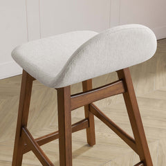 Juno Ivory Fabric Wood Counter Stool (Set of 2) - Ornate Home