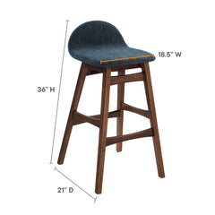 Juno Navy Fabric Wood Bar Stool (Set of 2) - Ornate Home